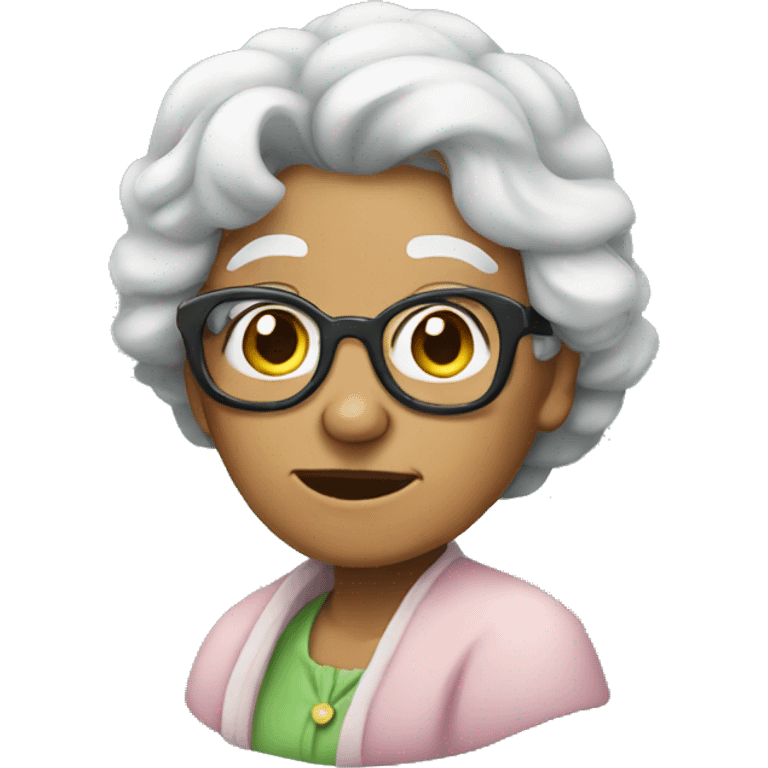 Jade dressed as old lady emoji