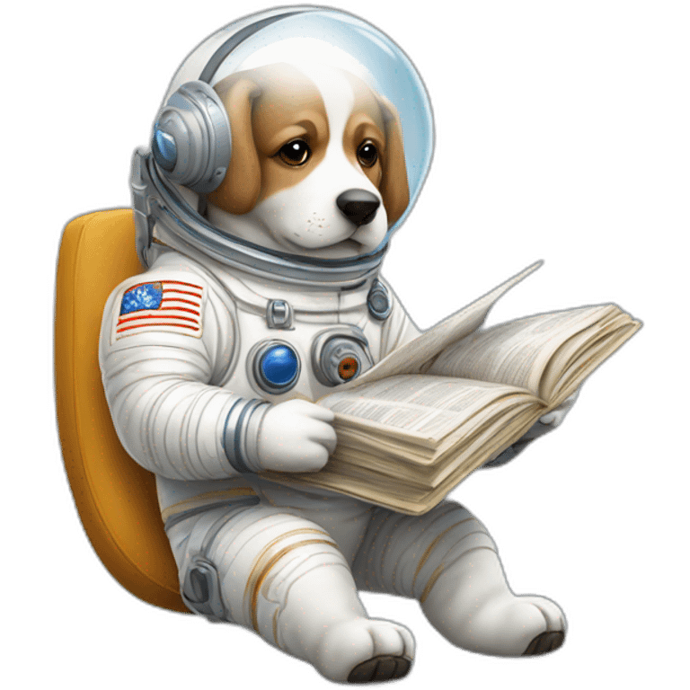 perro astronauta leyendo el periódico  emoji