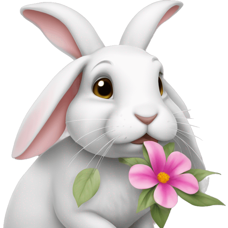 Rabbit sniffing a flower emoji