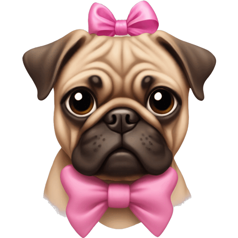 A brown pug with a pink bow on its head emoji