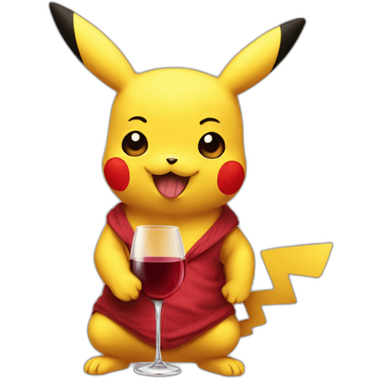 Pikachu drinking wine emoji