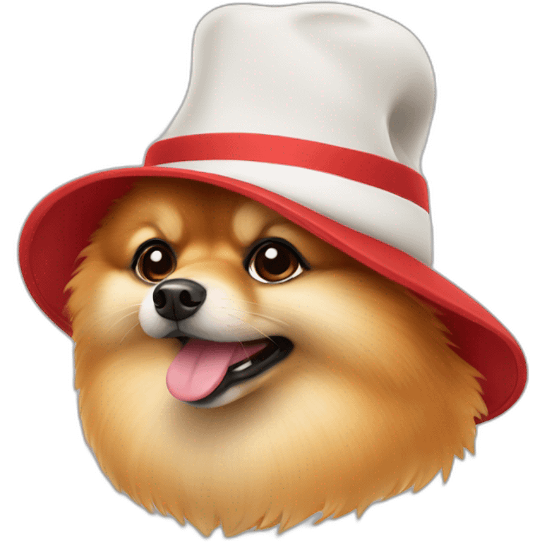 a pomeranian in a red hat emoji