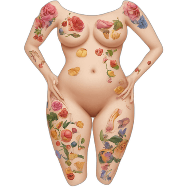 woman's abdomen art school scheme anatomy of body art emoji