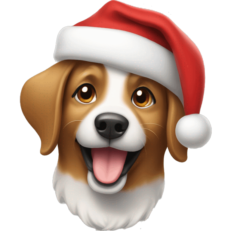 Happy dog wearing santa hat emoji