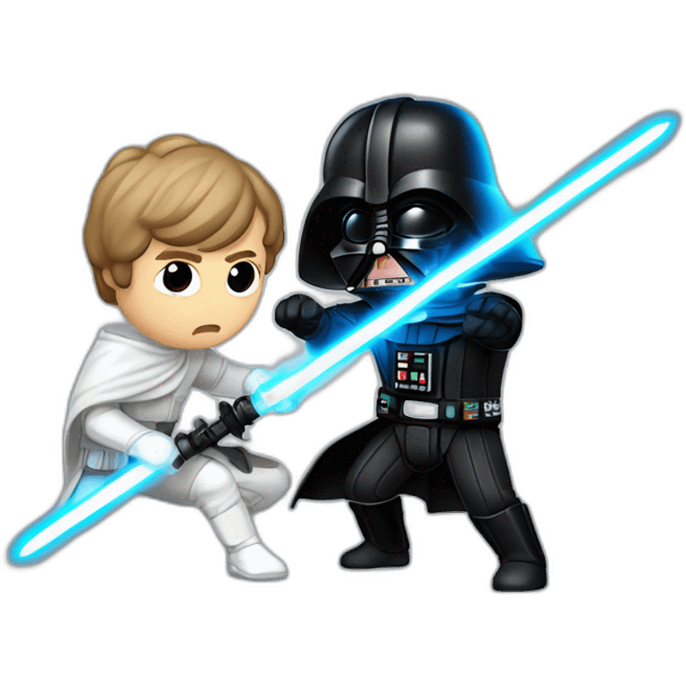 Luke skywalker and darth vader fighting with laserswords emoji