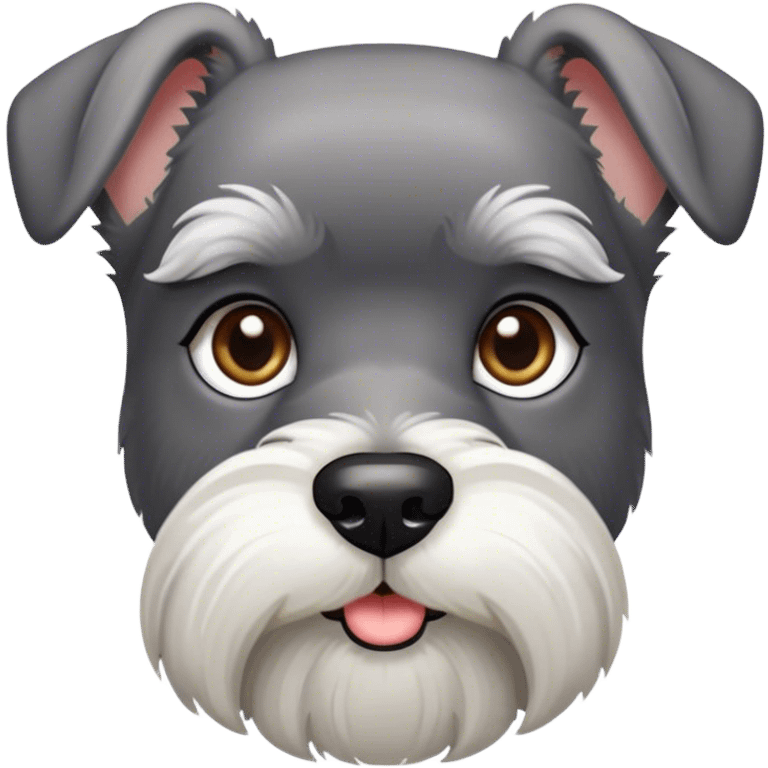 Cinematic Noble Miniature Schnauzer Portrait Emoji, Standing with a proud and stately demeanor, showcasing a sharply defined, salt-and-pepper fur with distinguished eyebrows and a confident, alert expression, simplified yet exquisitely detailed, glowing with a refined, dignified radiance, high shine, exuding intelligence and classic noble charm, soft glowing outline, capturing the essence of a noble Miniature Schnauzer that commands attention with effortless style! emoji