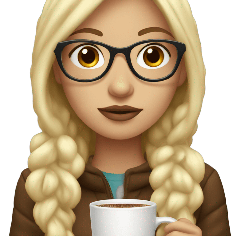 Blonde Girl with glasses drinking hot chocolate  emoji