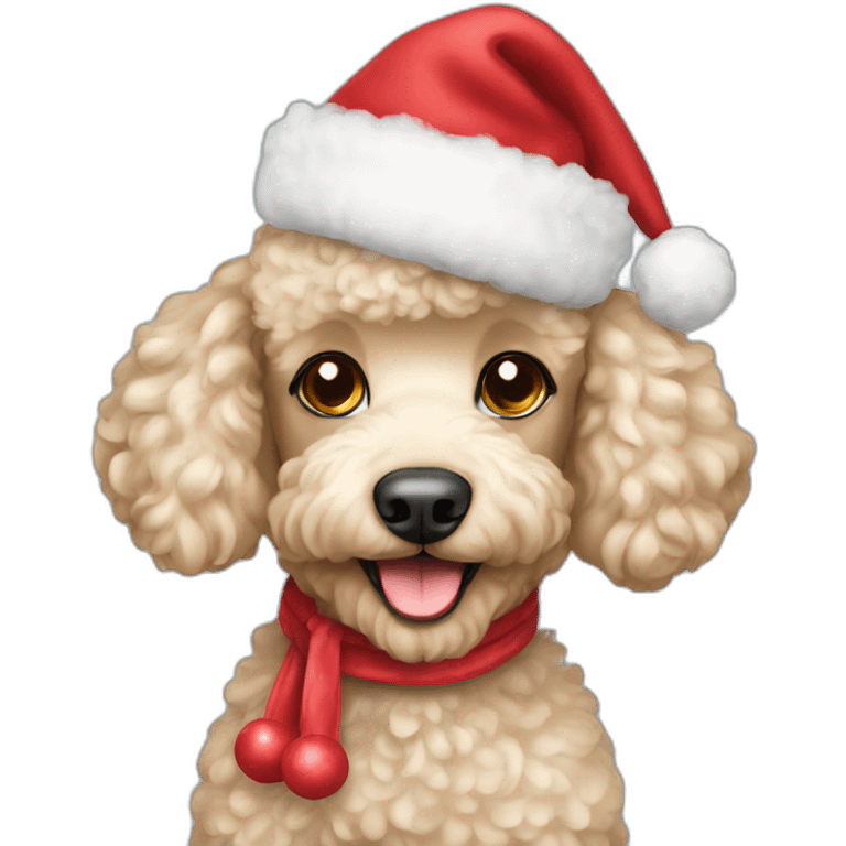 Poodle toy with Christmas hat emoji