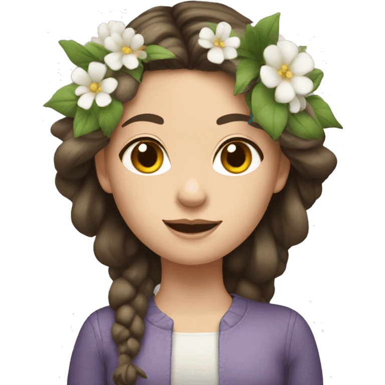 White brunette girl with flowers in hair emoji