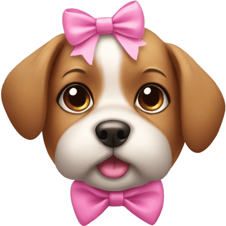 Cute dog with pink bow emoji