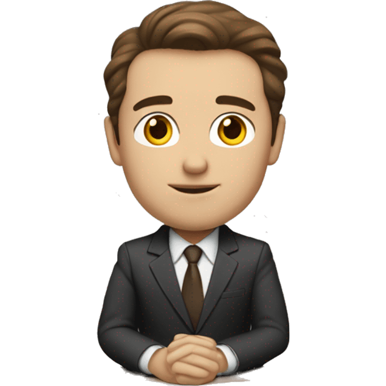 office man at the table, white skin color, brown hair and suit emoji