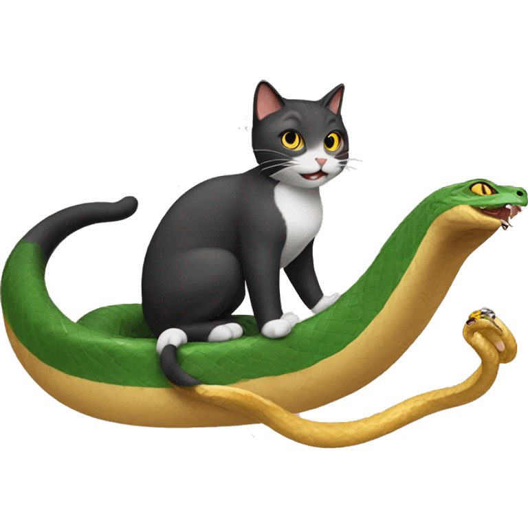 Cat riding a snake emoji