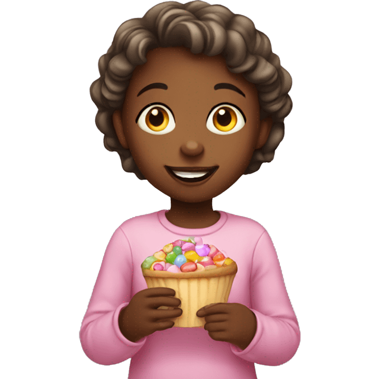 Little girl eating sweets emoji