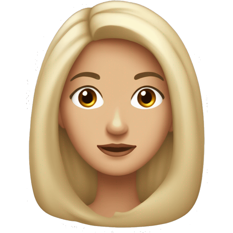 Mujer de tez clara con cabello cafe suelto y largo y ojos claros s emoji