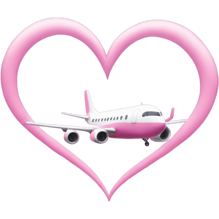 Pink plane drawing heart trail in sky emoji