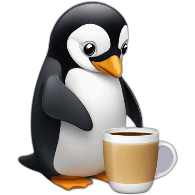 penguin drinking coffee emoji