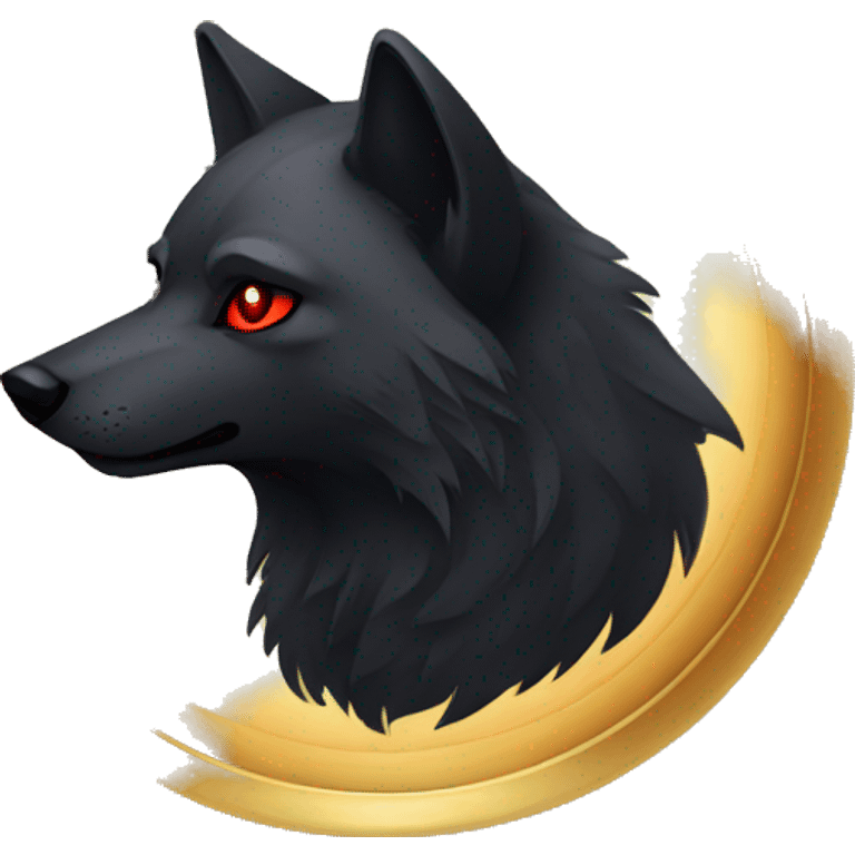 black Wolf, red eyes, golden rims emoji