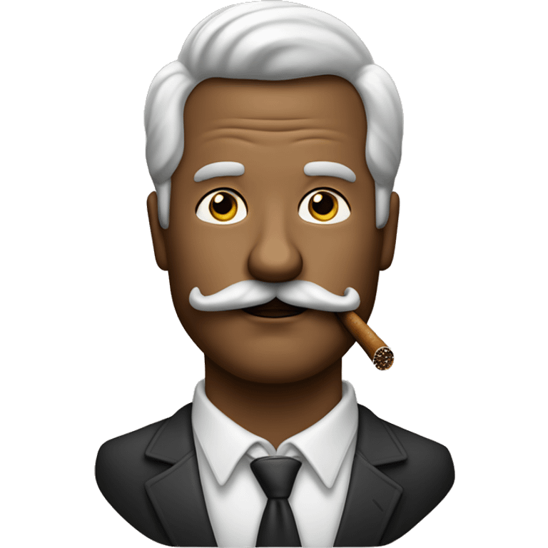 Um homem de bigode com um cigarro fumando emoji