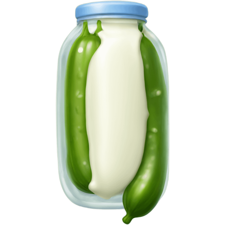 Pickle with alot of milk on it emoji