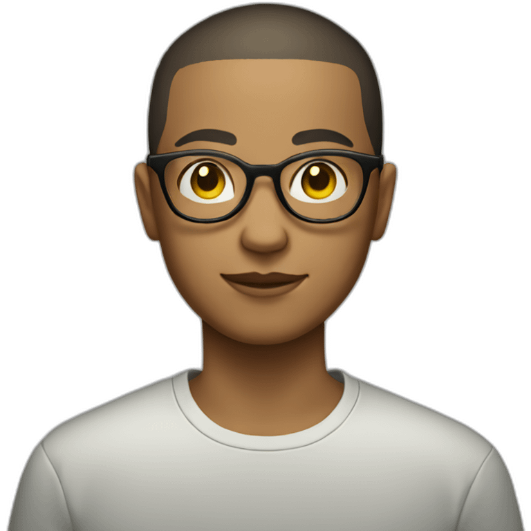 Teenager with a buzz cut and round glasses emoji