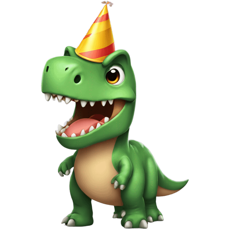 Dinosaur wearing party hat emoji