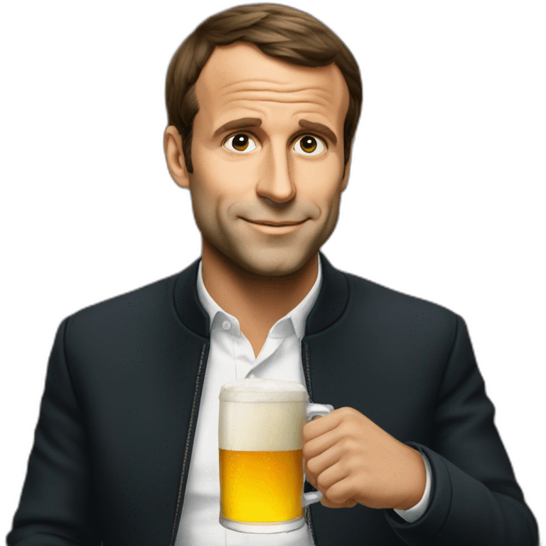 Macron drinking beer emoji