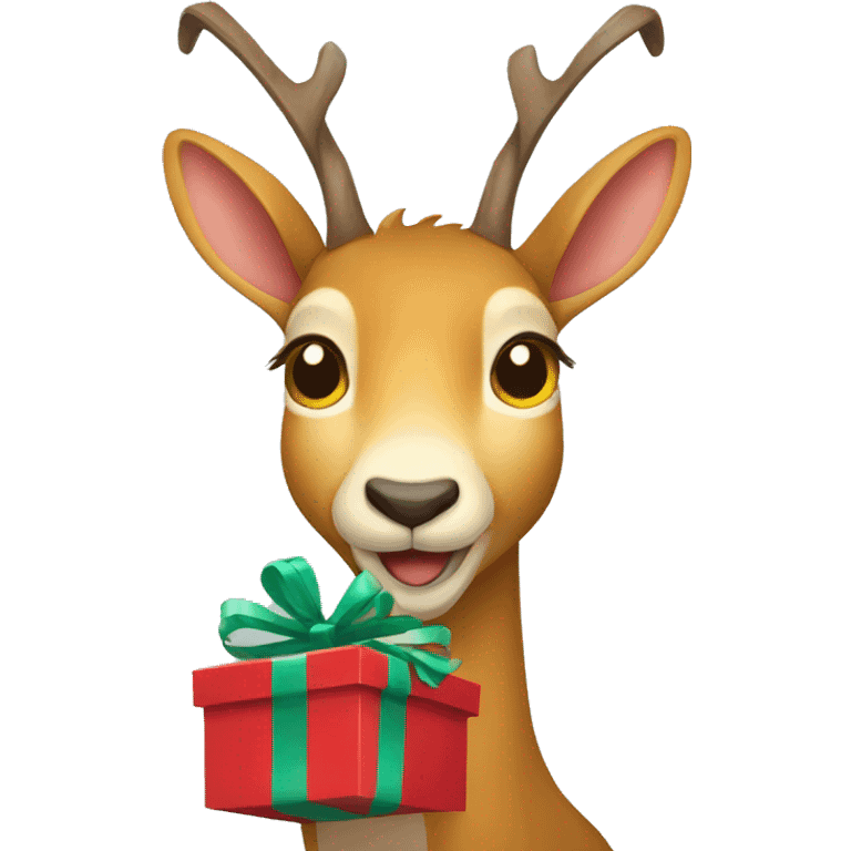 happy chamois holding gift emoji