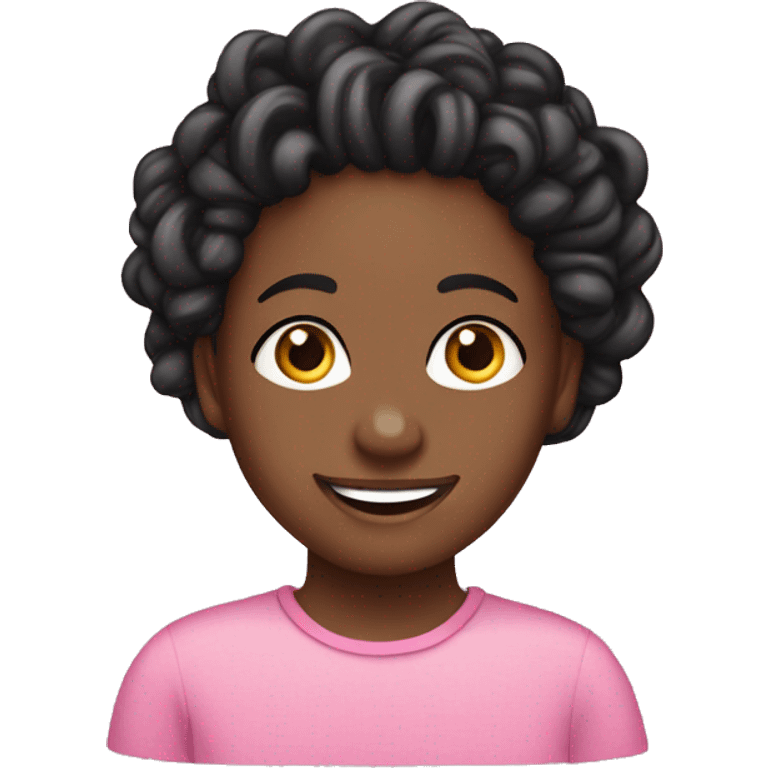 Black girl with short 2 strand twists, smile, friendly, pink shirt emoji