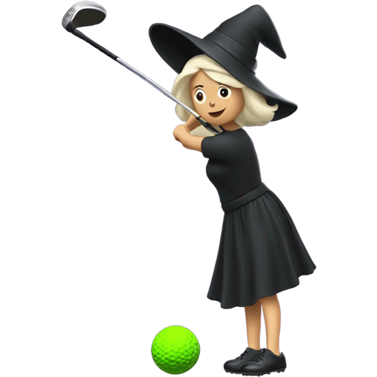 Witch swinging a golf driver emoji