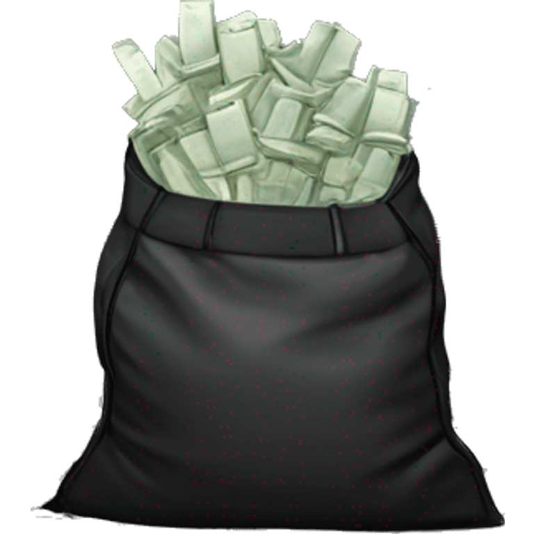 A large hockey bag filled with 1 million euros in cash, bundles of banknotes neatly stacked inside. The bag is placed in the middle of a modern, dimly lit flat with minimalist furniture, sleek surfaces, and large windows overlooking the city emoji