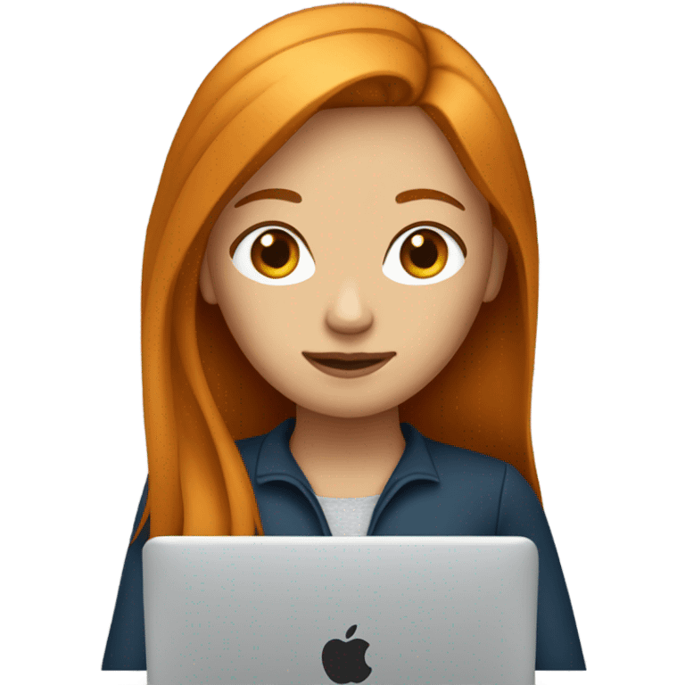 Ginger straight hair Girl working on MacBook  emoji