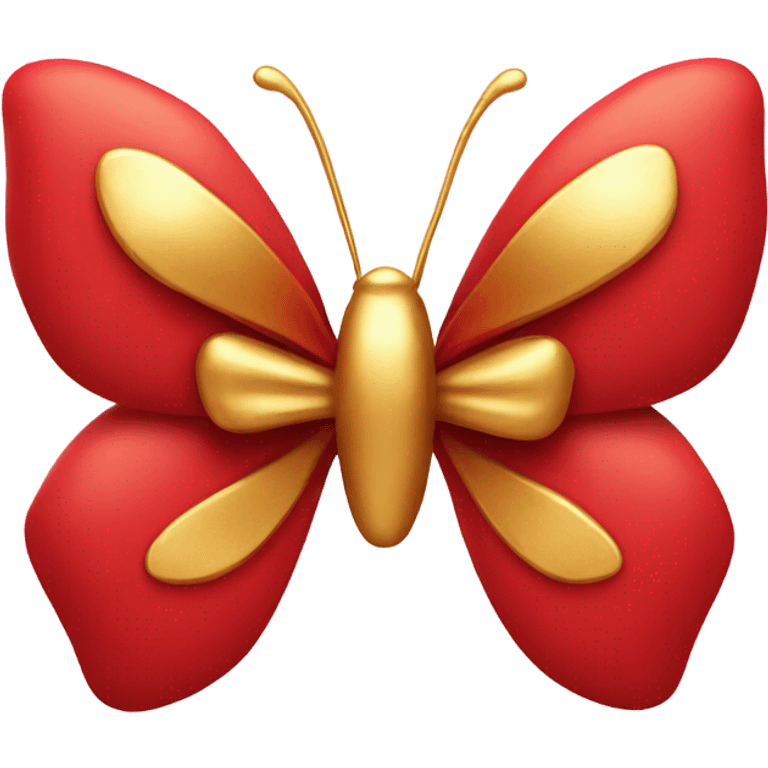 Red bow with gold butterfly  emoji