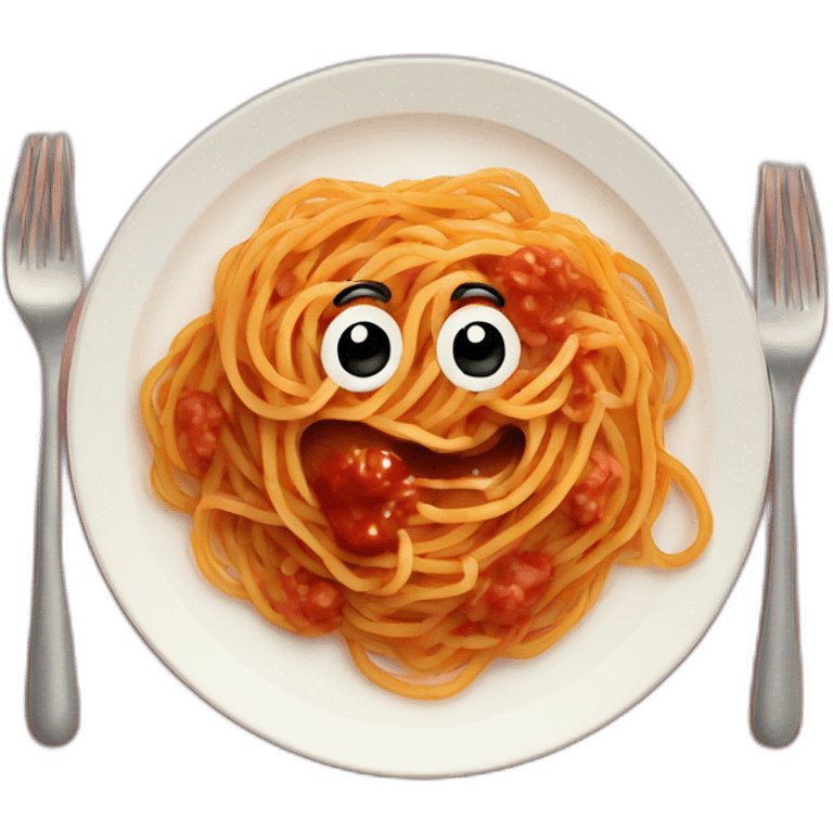 Spaghetti with sauce on heart shape plate emoji