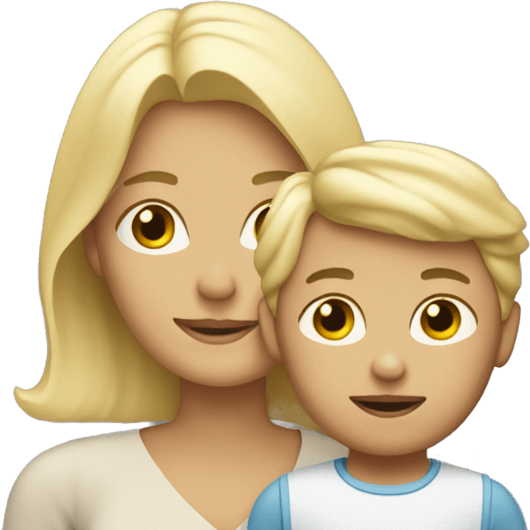 Blonde mum with blonde little boy emoji