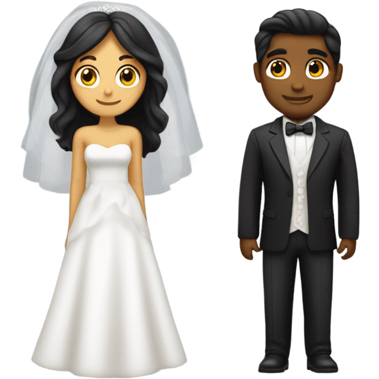 I want a long haired tanned guy as a groom and a black haired medium skinned girl as the bride emoji