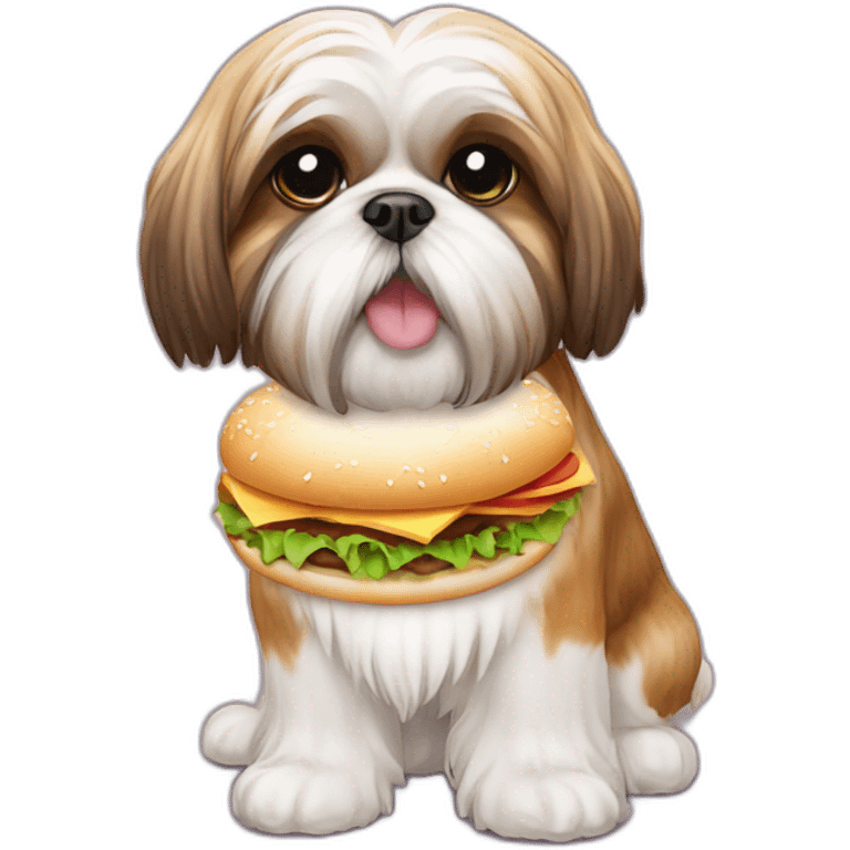 Shih tzu with cheeseburger emoji