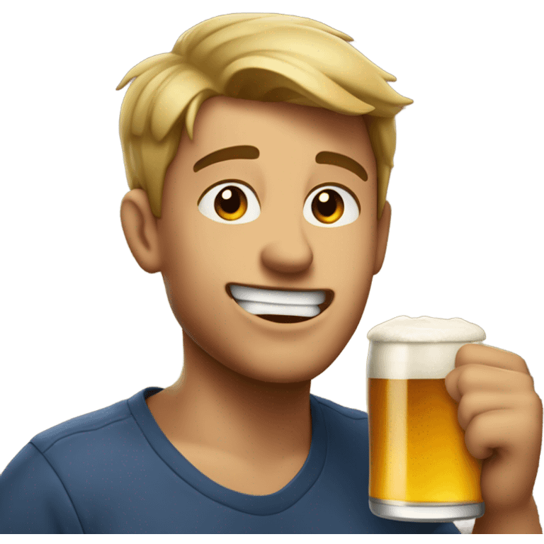 frat boy biting lip with beer emoji