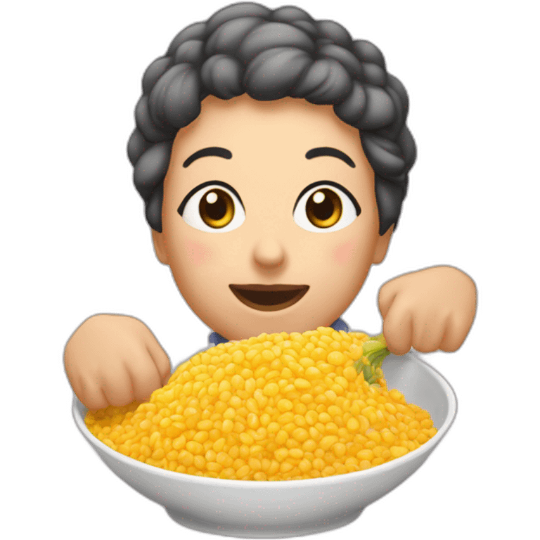 Une mamie qui mange du riz emoji