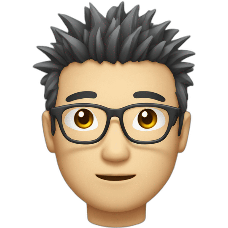 glasses, short hair, spiky hair, square face, asia, male emoji