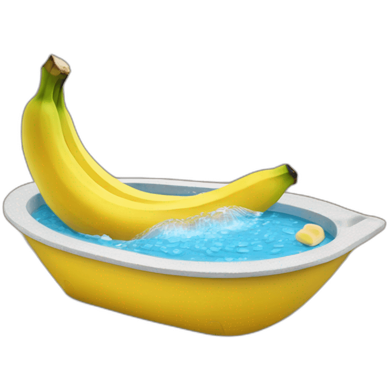 A banana wearing a hot tub filled with beans buying a new f22 emoji