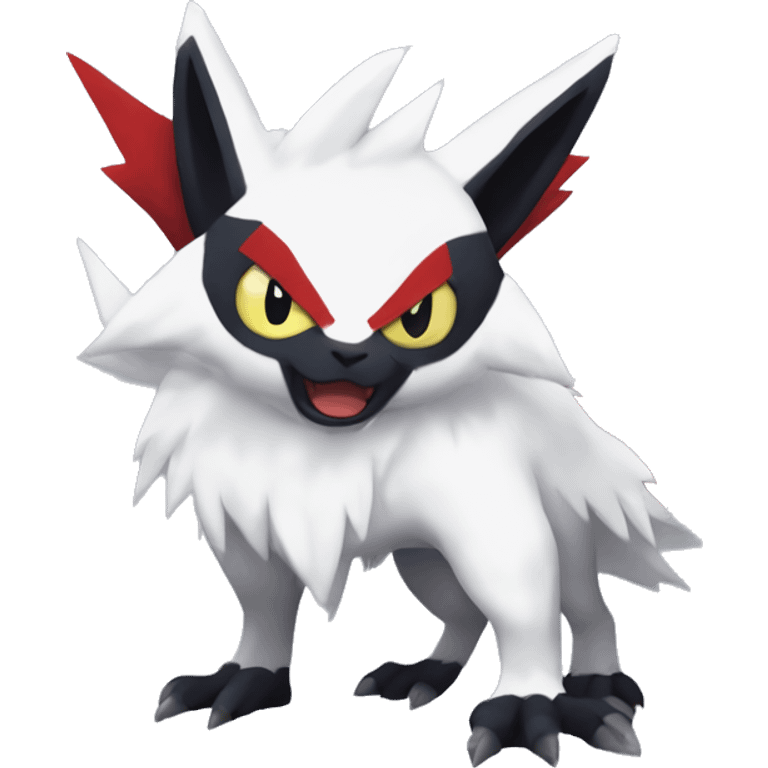 Cool Edgy Zangoose-Absol Fakémon Digimon with Edgy markings, full body, outlined emoji