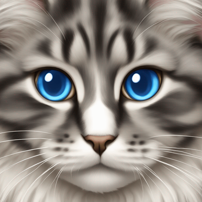 norwegian forest cat, blue eyes emoji