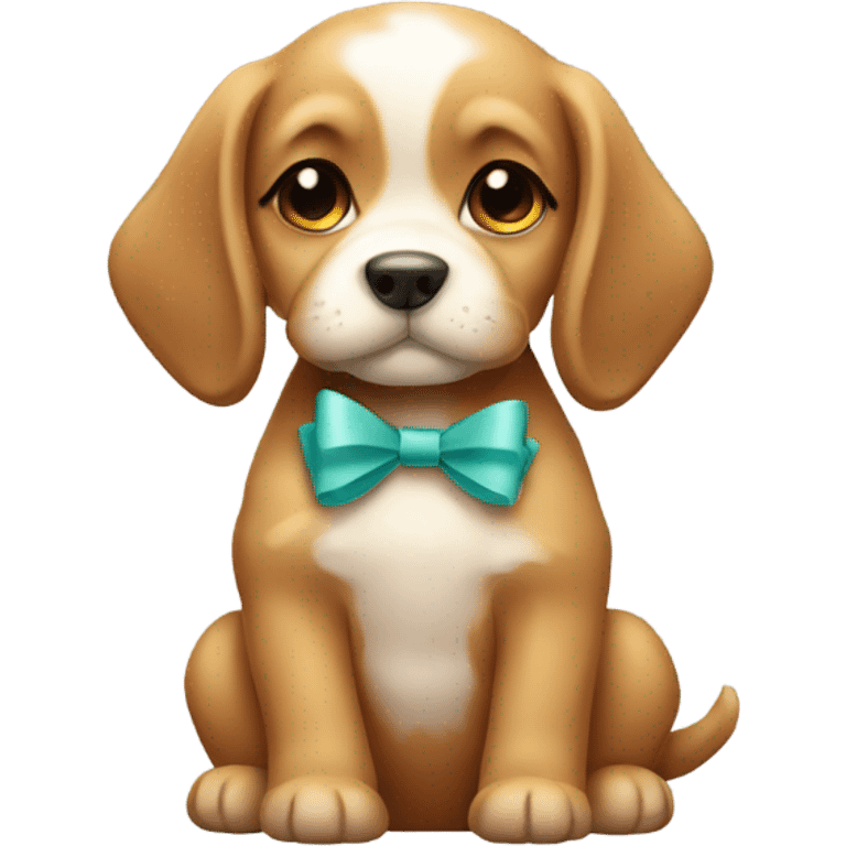 Cute puppy with bow emoji