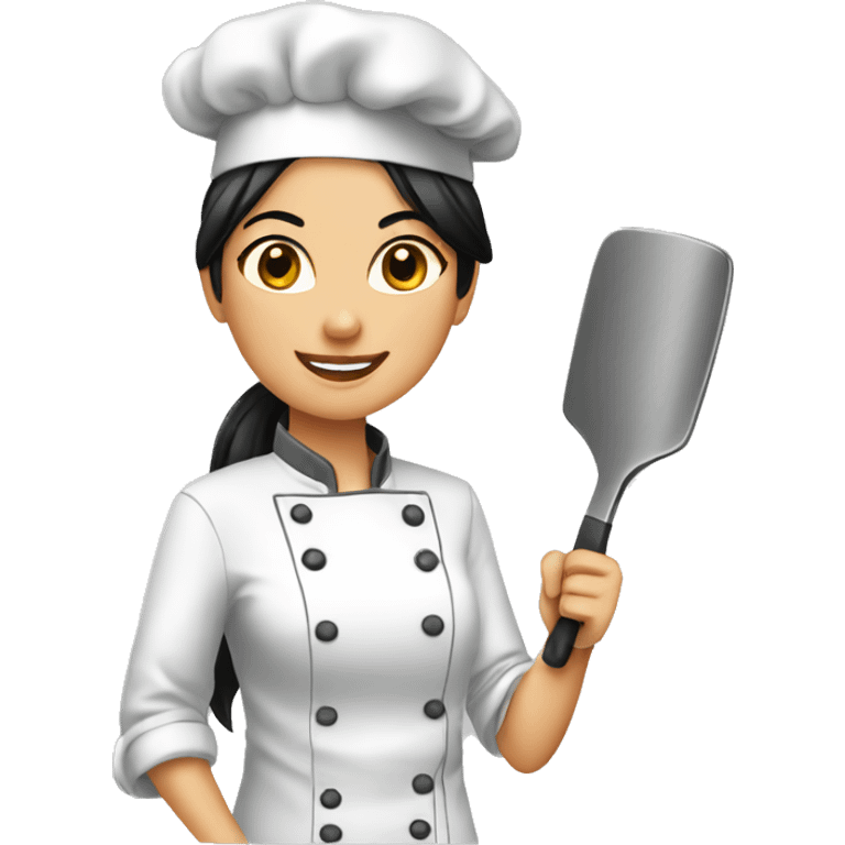 Chef female bring spatula black hair emoji