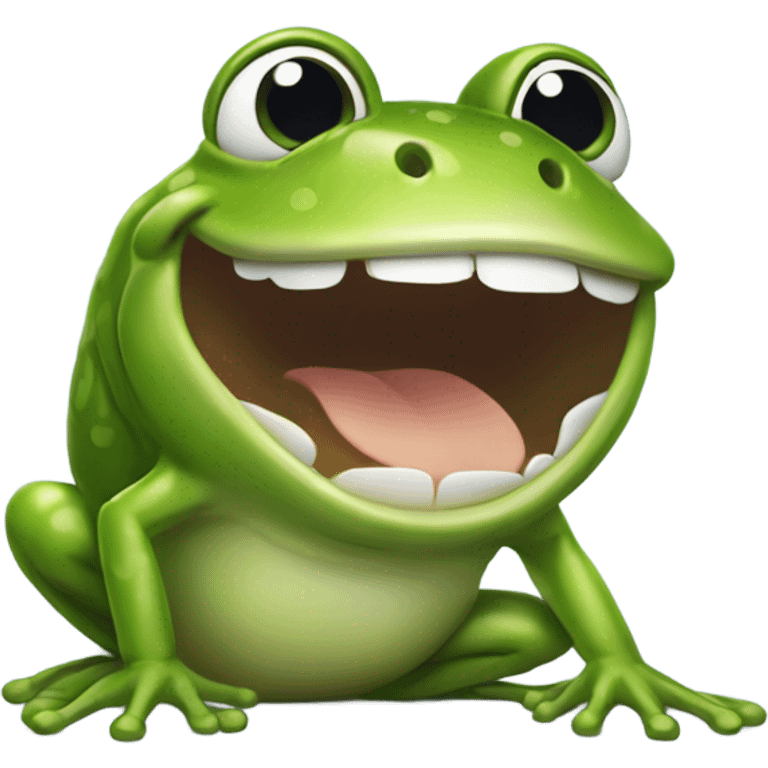 frog laughing out loud and moving emoji