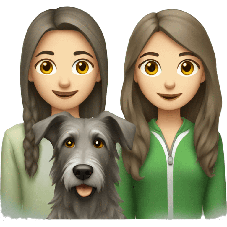 brown hair girl and Irish wolfhound dog  emoji