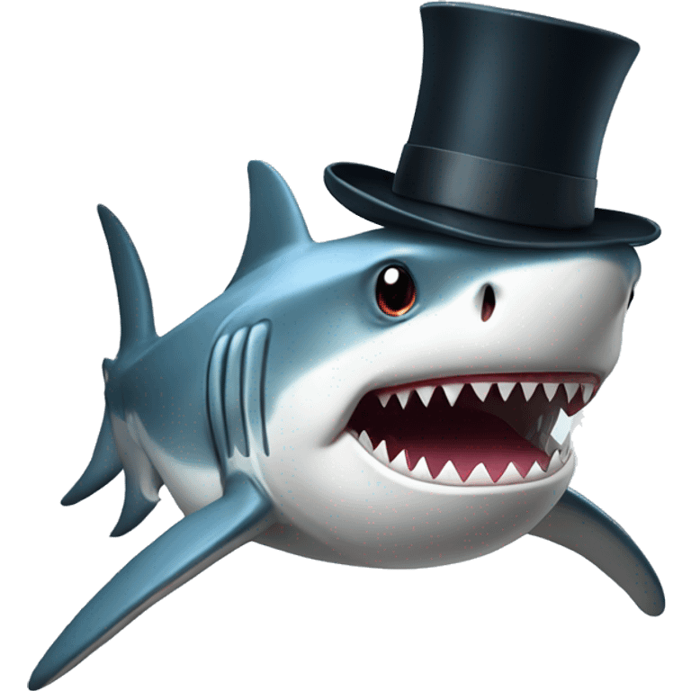 Shark with a top hat emoji