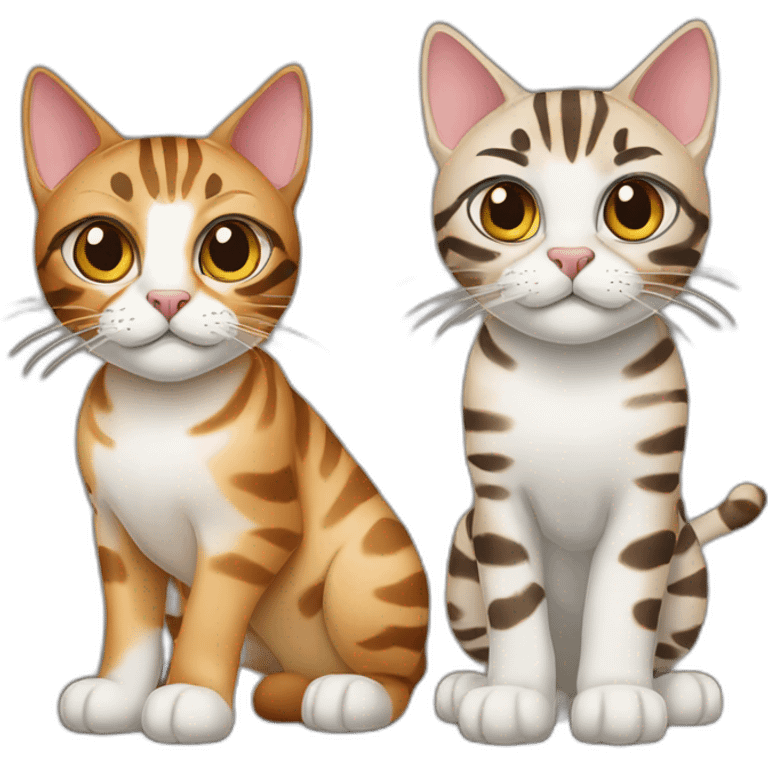 Two Bengal cats of different colours. emoji