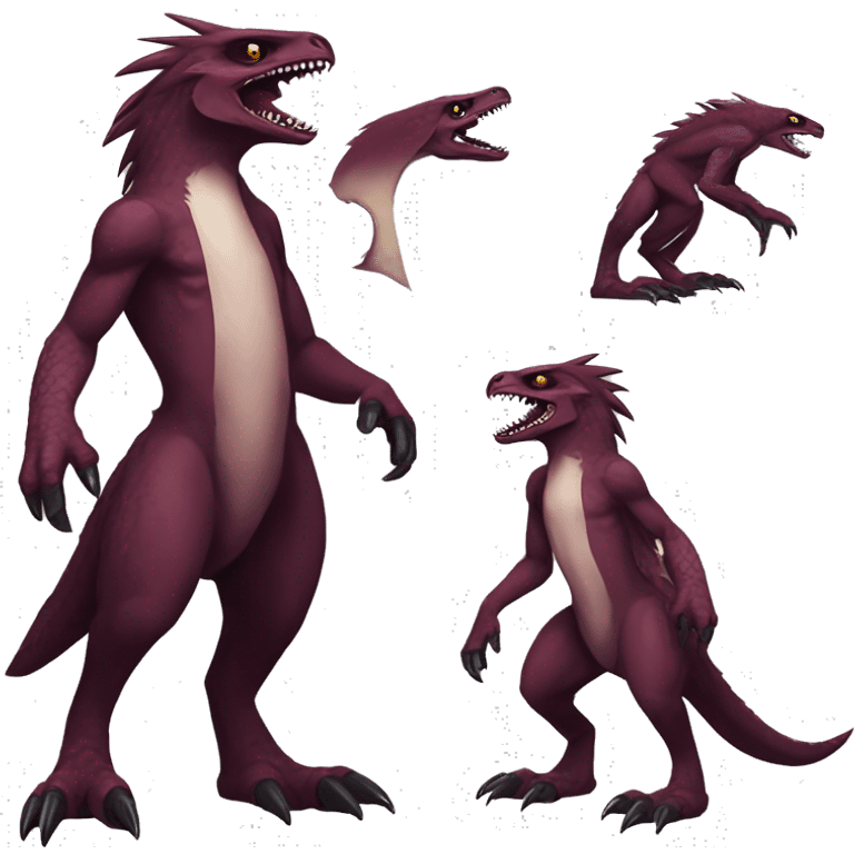 Maroon Edgy Badass Sergal-raptor-vernid full-body emoji