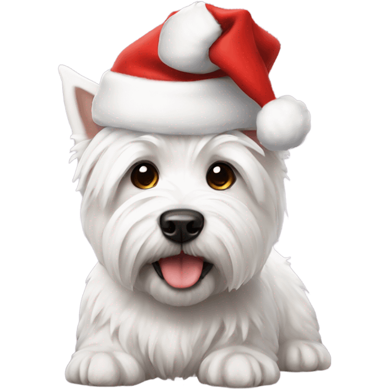 West highland terrier with Santa hat emoji